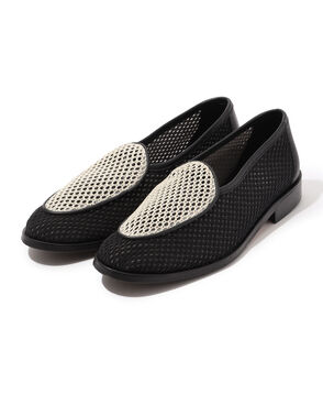 SOLOVIERE JACQUE NEW レザーメッシュ スリッポン