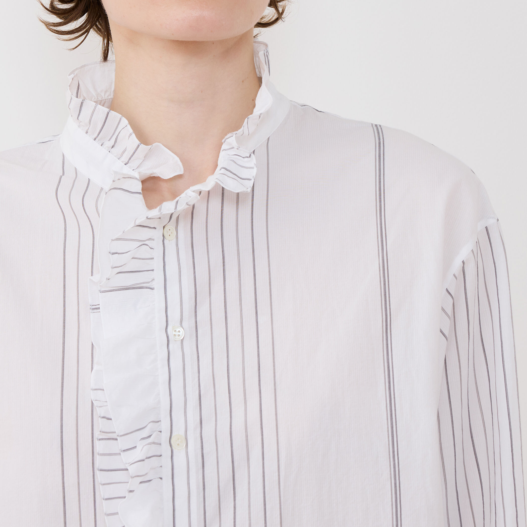 TOMORROWLAND ギャルリーヴィー コットンサッカー フリルクルーシャツ セール】 コットンサッカー フリルクルーシャツ （シャツ