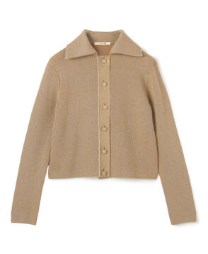 ラメウール フラットカラーニットカーディガン