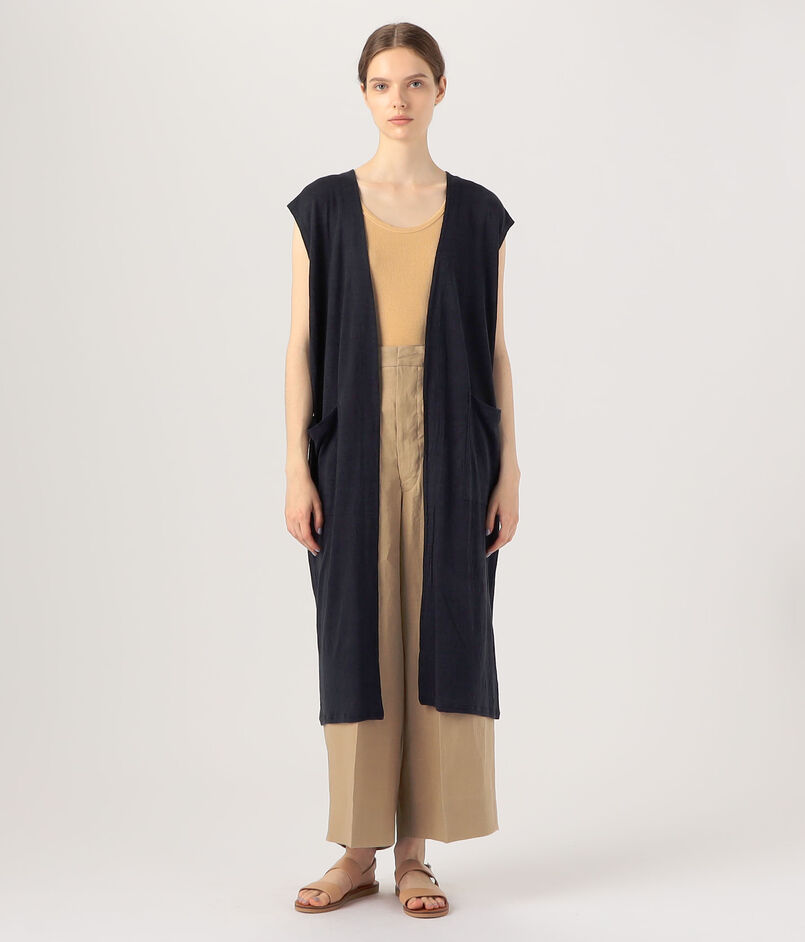 GALERIE VIE リネンヘリンボーン ロングジレ（リネンジャージー  