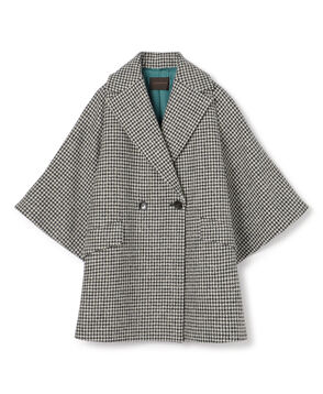 ウールカシミヤシェファード フレアスリーブショートコート