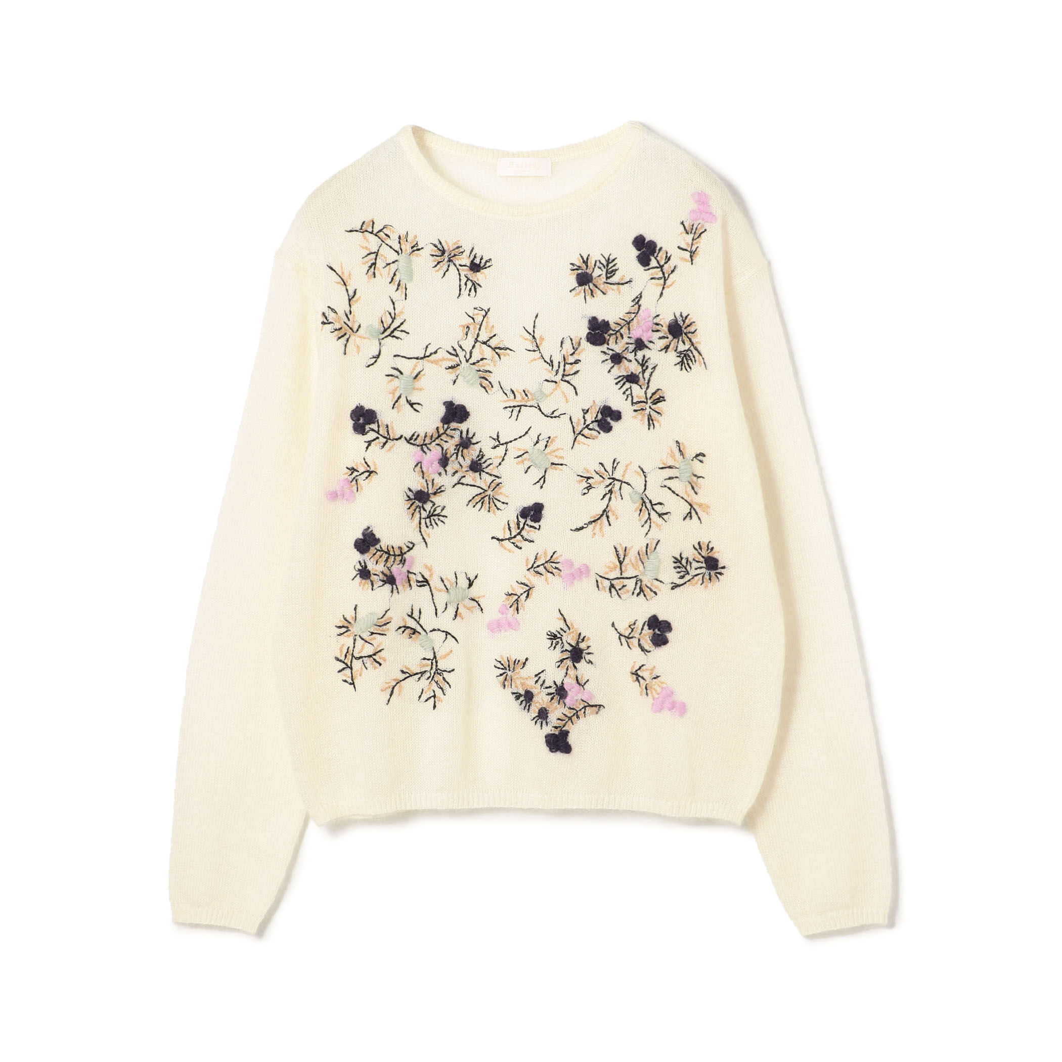 モヘヤナイロンエンブロイダリー クルーネックプルオーバー