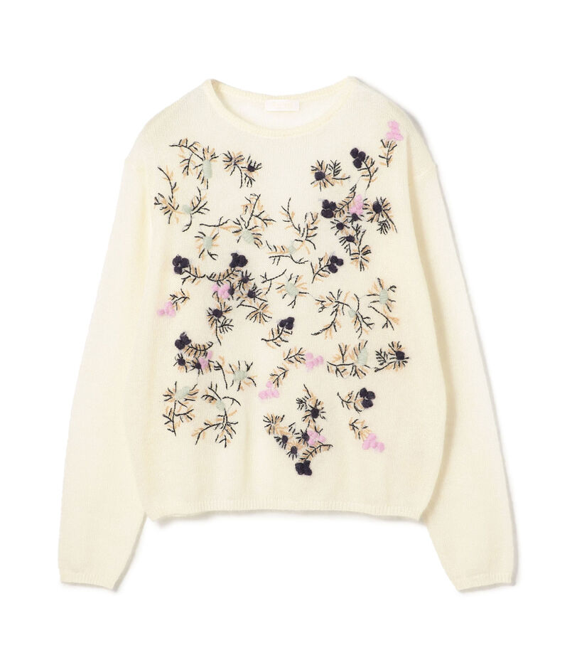 モヘヤナイロンエンブロイダリー クルーネックプルオーバー