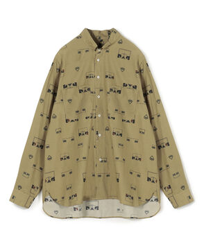 コットンシルクプリント ロングスリーブシャツ