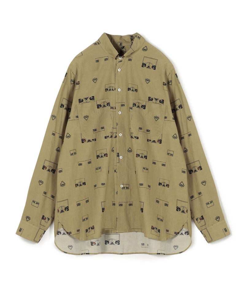 コットンシルクプリント ロングスリーブシャツ