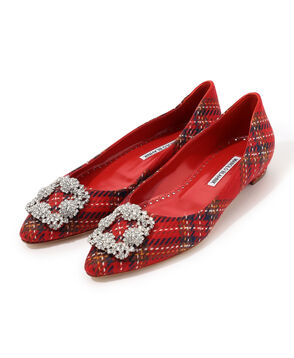 MANOLO BLAHNIK HANGISIFLAT ビジュー フラットシューズ