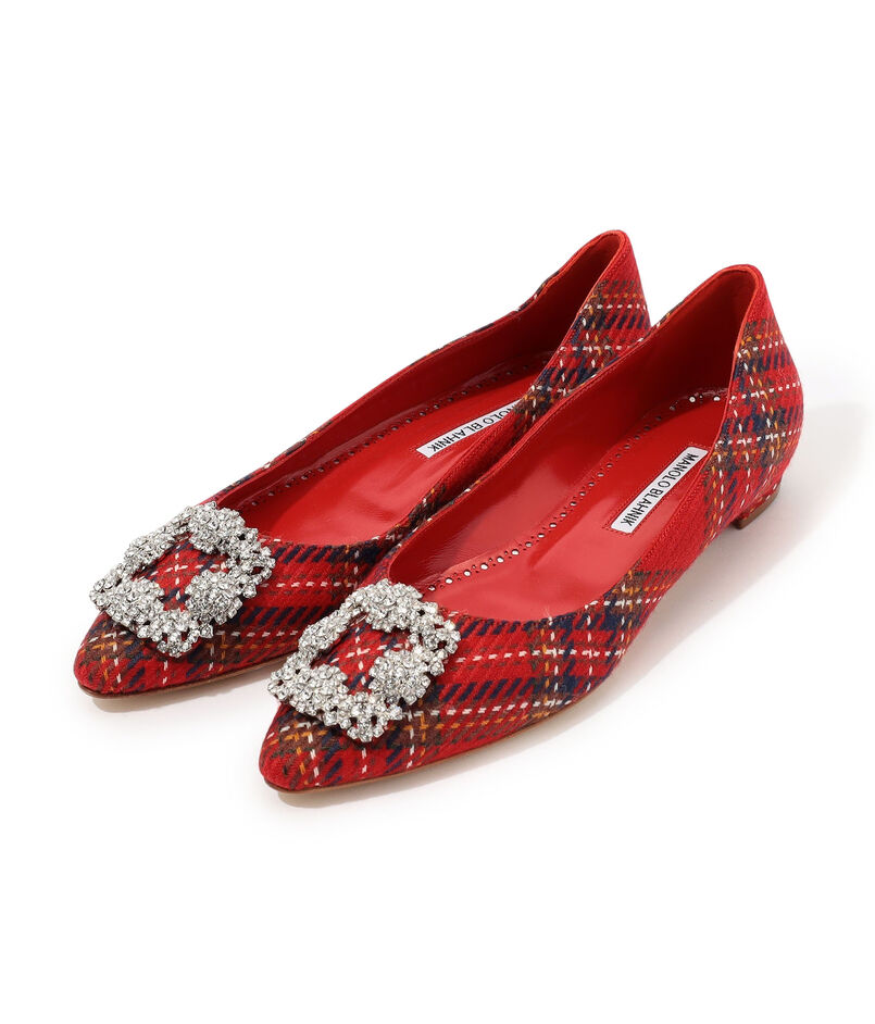 MANOLO BLAHNIK HANGISIFLAT ビジュー フラットシューズ
