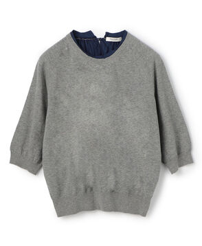 ファブリックコンビ ハーフスリーブプルオーバー