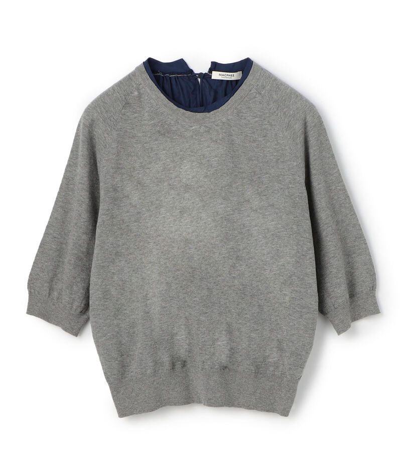 ファブリックコンビ ハーフスリーブプルオーバー