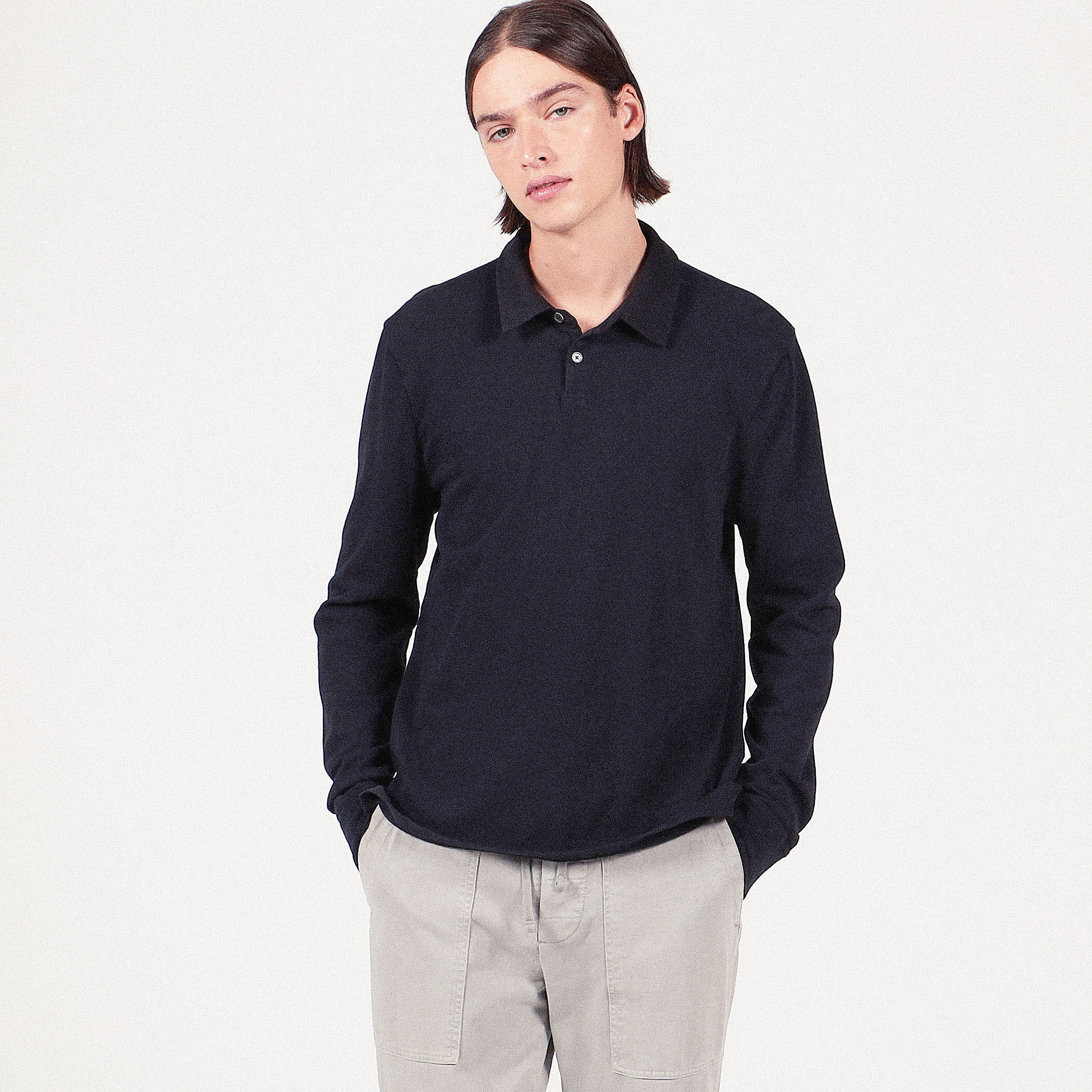 JAMES PERSE ロングスリーブポロシャツ ラックスロータス ロングスリーブポロシャツ MELJ3347