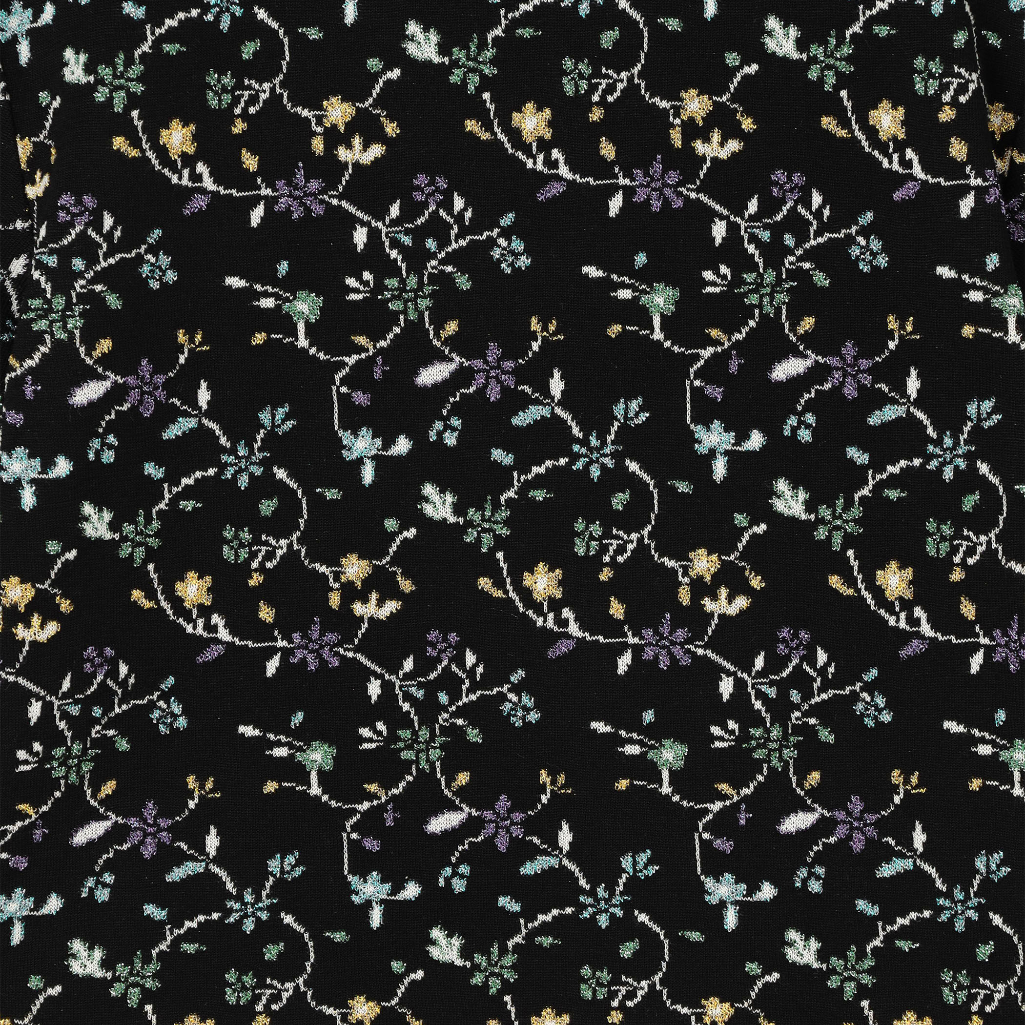 Mame Kurogouchi Floral Motif Glitter Short Sleeve Knit Top