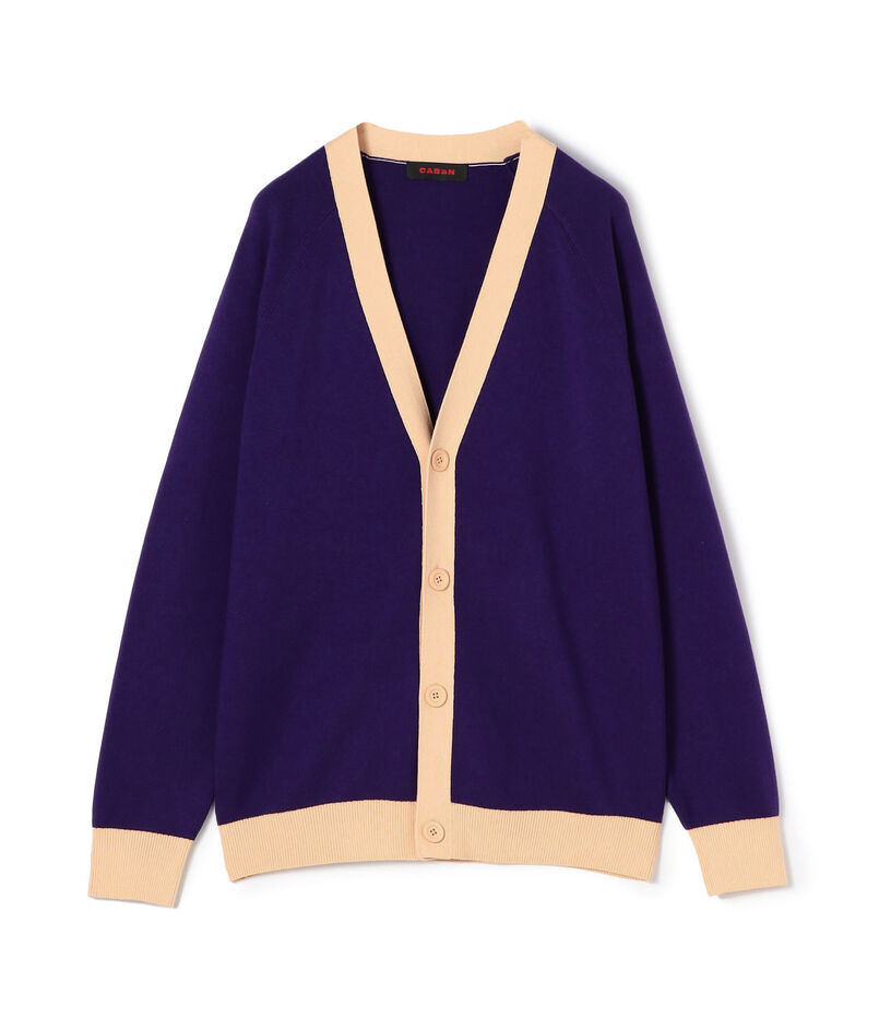 CABaN コットンカシミヤ バイカラーVネックカーディガン  