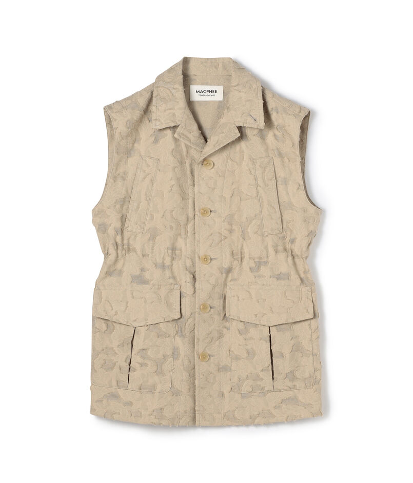 メッシュカットジャカード ジレ