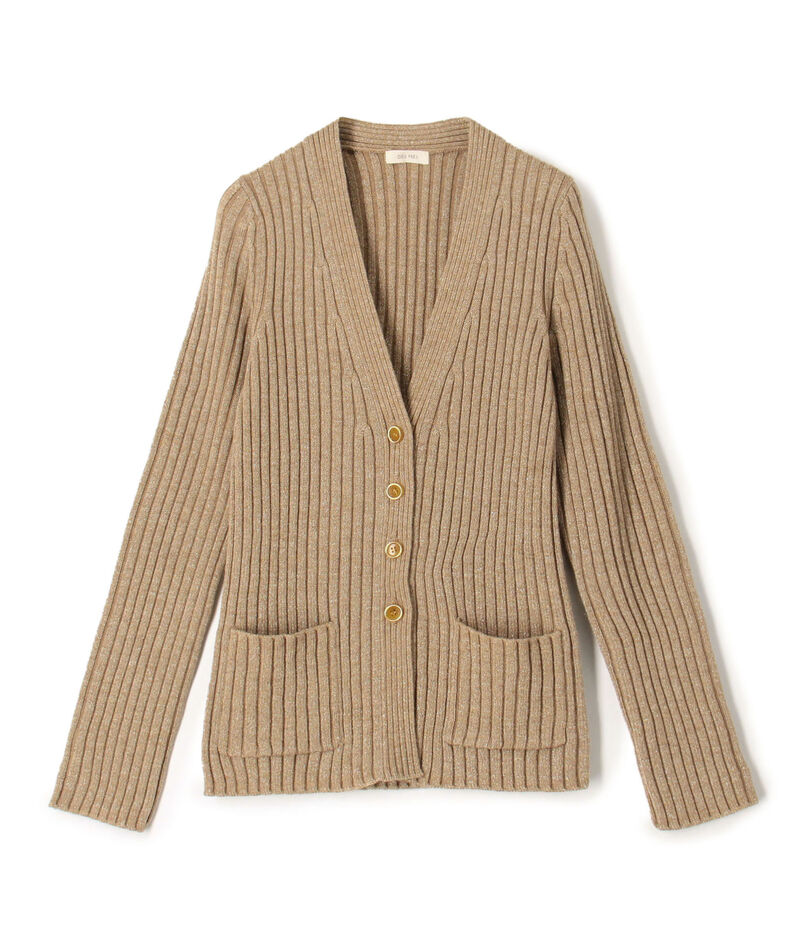 ウールリブ Vネックカーディガン