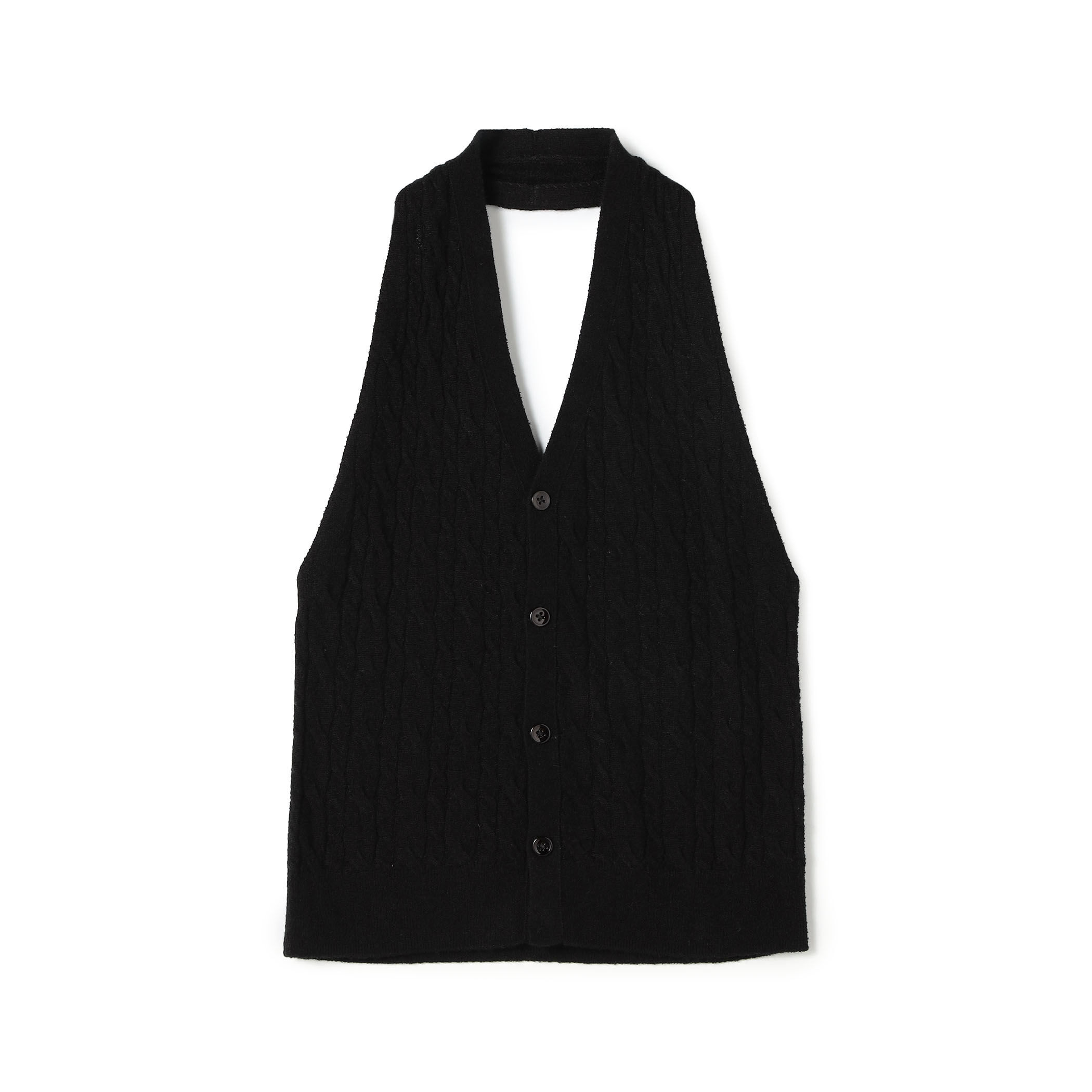 カシミヤシルク ケーブルニットホルターネックベスト