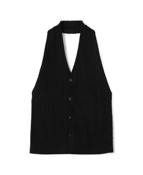 カシミヤシルク ケーブルニットホルターネックベスト