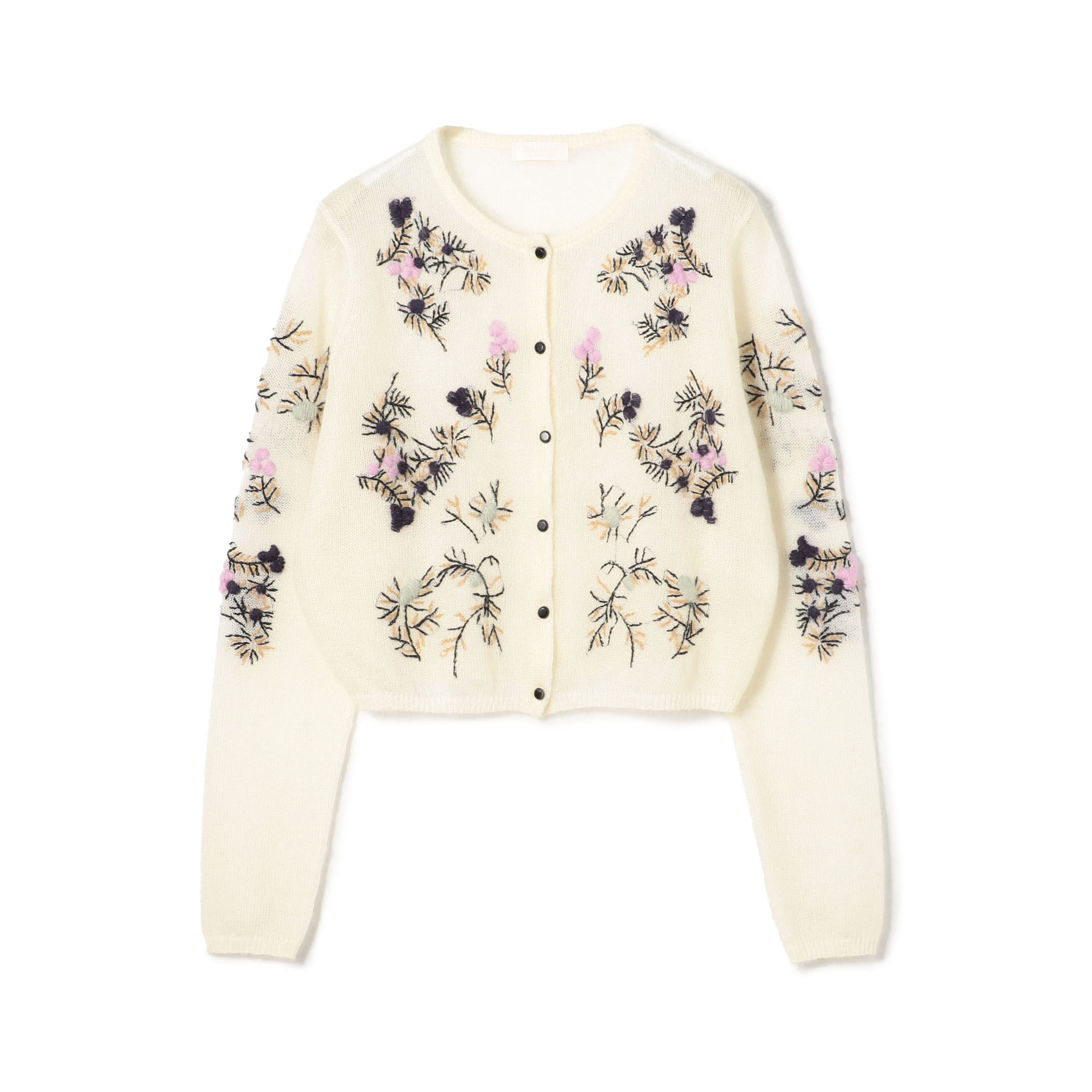 モヘヤナイロンエンブロイダリー ショートカーディガン