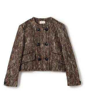 ループヤーンツイード ダブルブレスレッド ノーカラージャケット