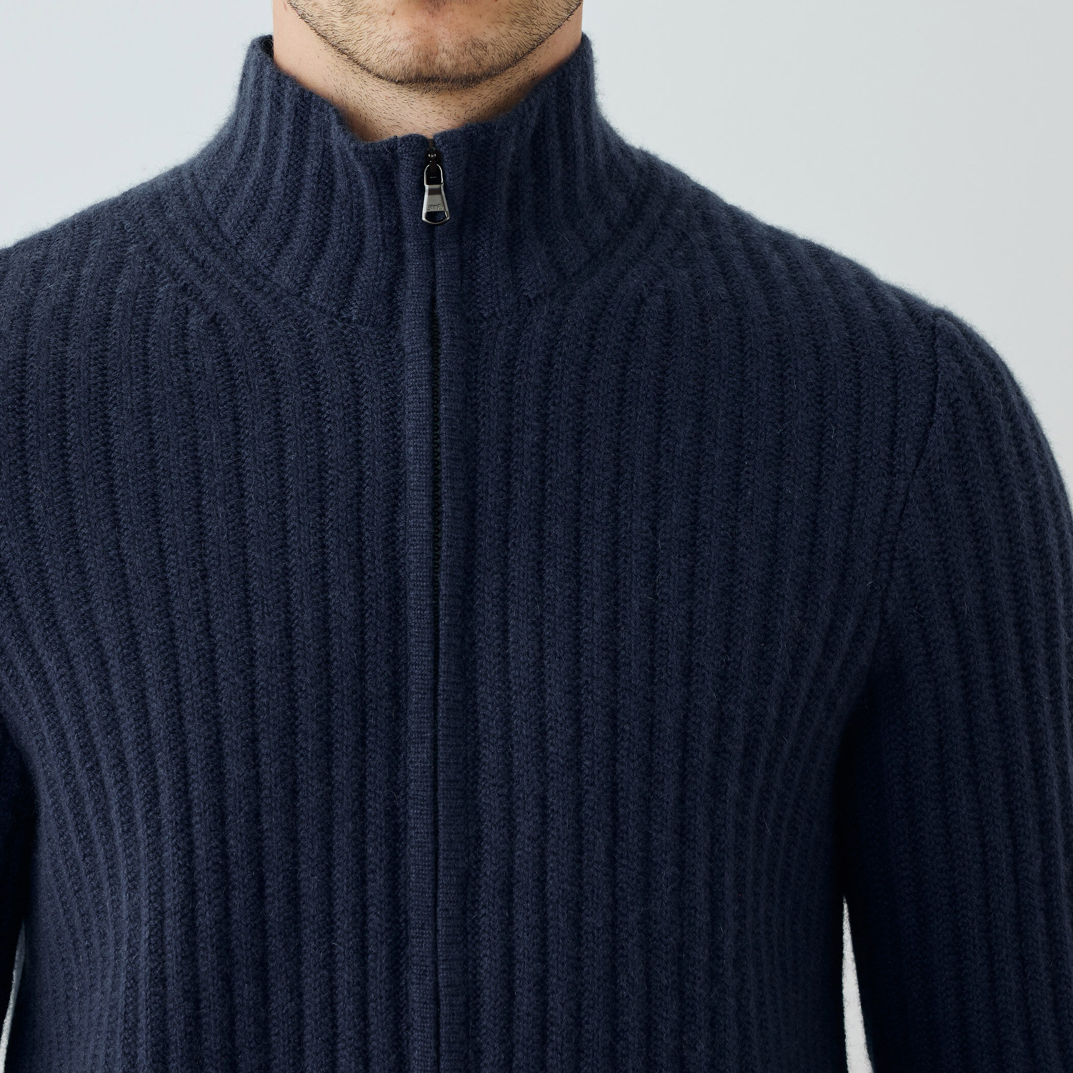 リサイクルカシミヤリブ ジップアップカーディガン MRBC2113