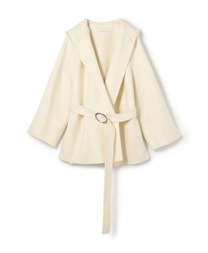 ダブルフェイスメルトンビーバー フーディーミディコート