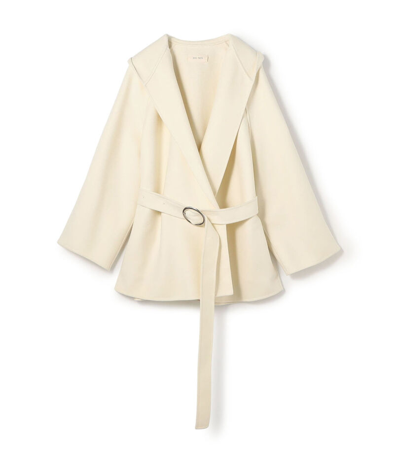 ダブルフェイスメルトンビーバー フーディーミディコート