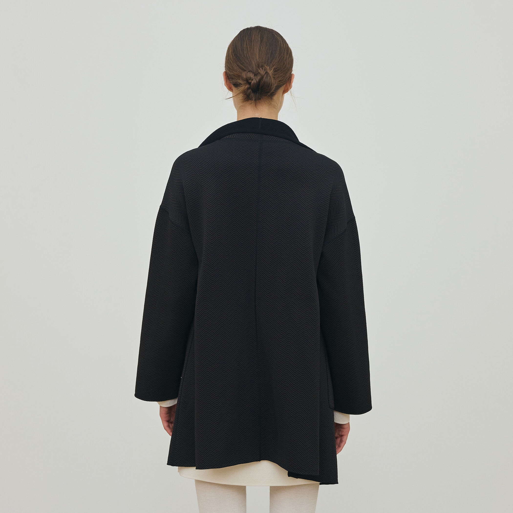 ヘリンボーンダブルフェイス トライアングルカラーコート