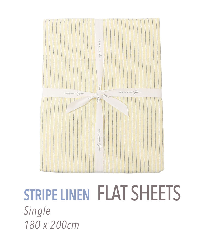 ストライプリネン フラットシーツ（シングル）