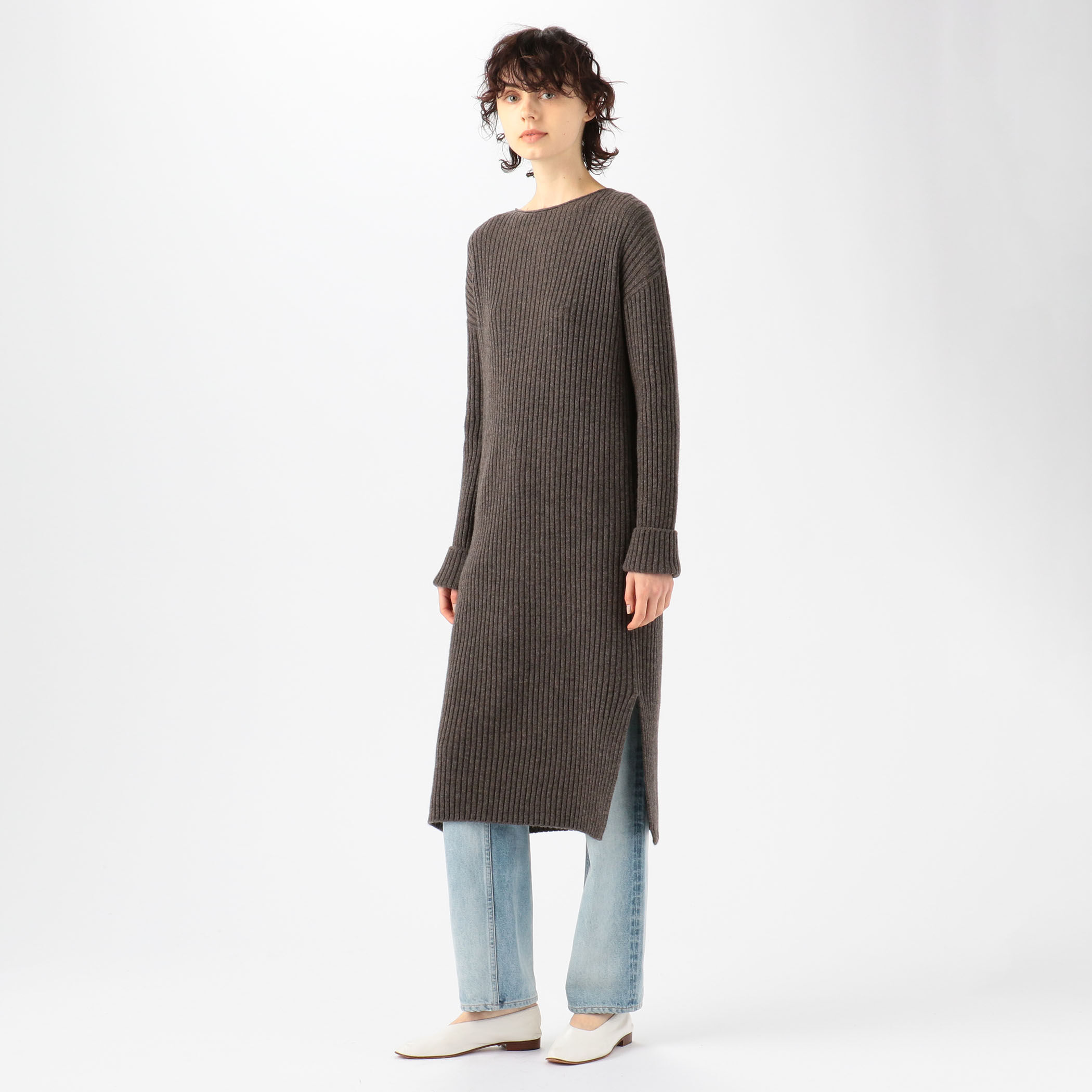 ウールカシミヤリブ ボートネックワンピース｜トゥモローランド 公式通販