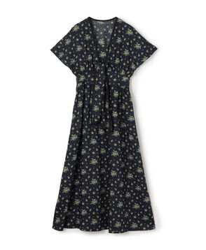 レーヨンプリント フロントノットワンピース