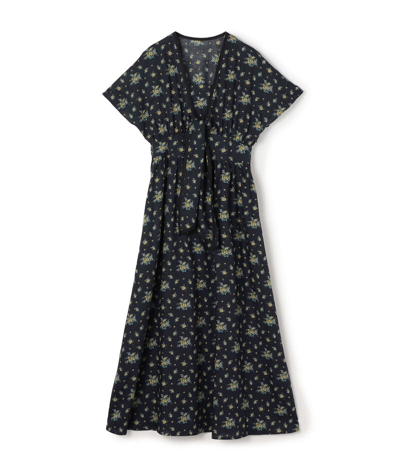 レーヨンプリント フロントノットワンピース