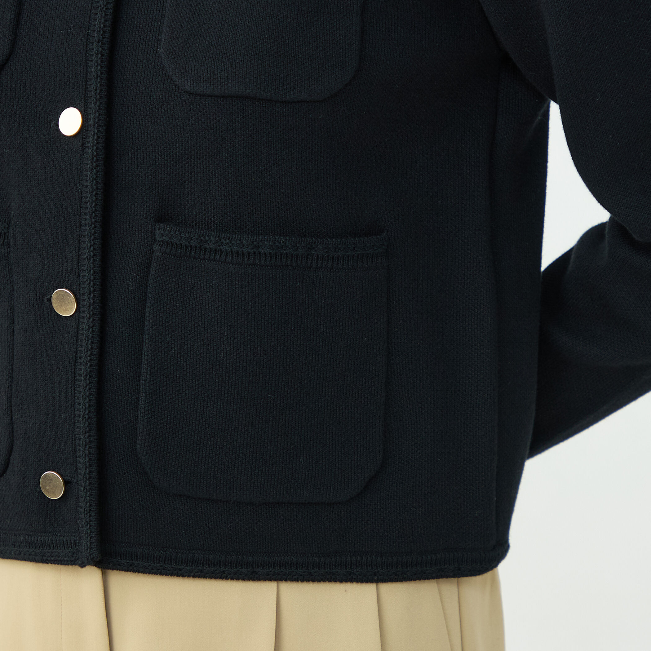 コットンポリエステルダブルフェイス 4ポケットカーディガン