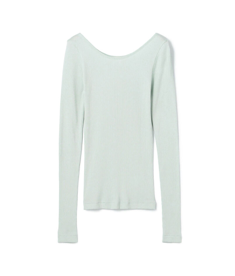 シルクコットンリブ ボートネックプルオーバー