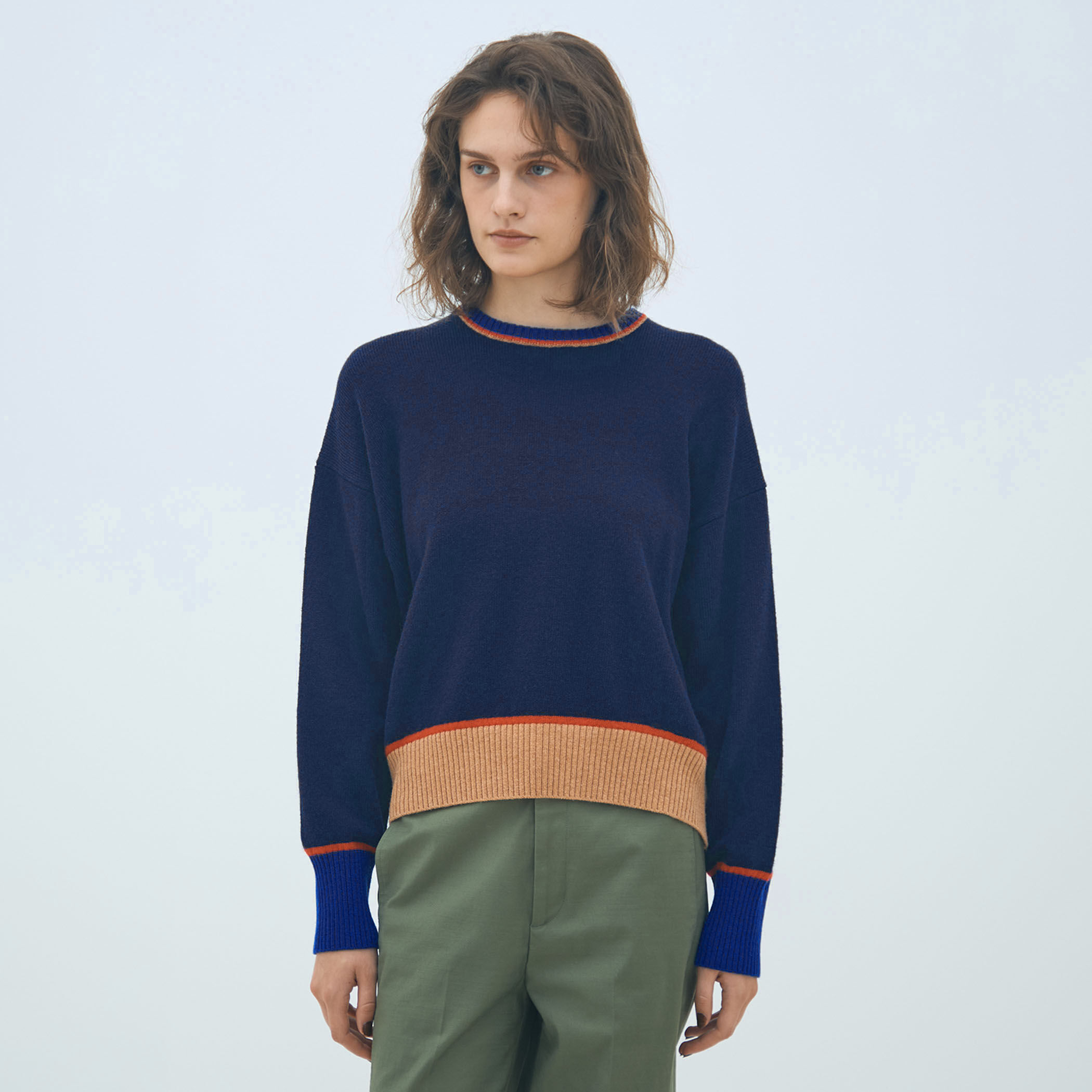 美品 MACPHEE ブルー ケーブルニットMartinique花柄長袖ブラウス Merlette マーレット 192E46VP MentonPrint 4110700092 マントン