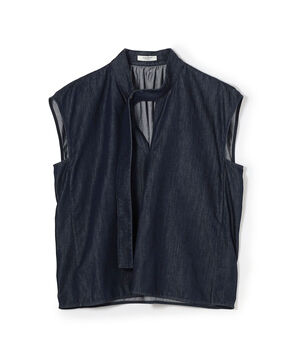 【WEB先行予約】コットンセルロースデニム タイブラウス