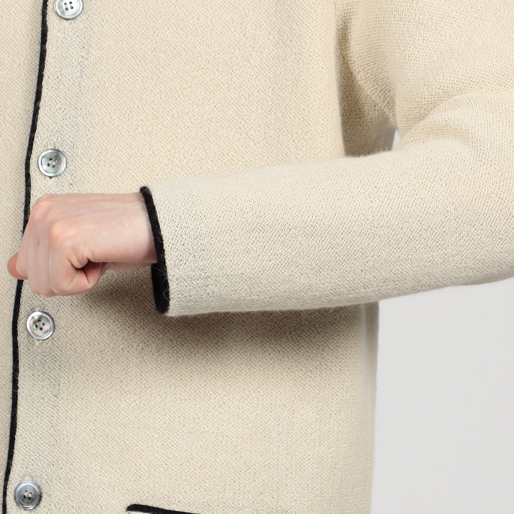 別注】Raffa Molina パイピング クルーネック ニットカーディガン