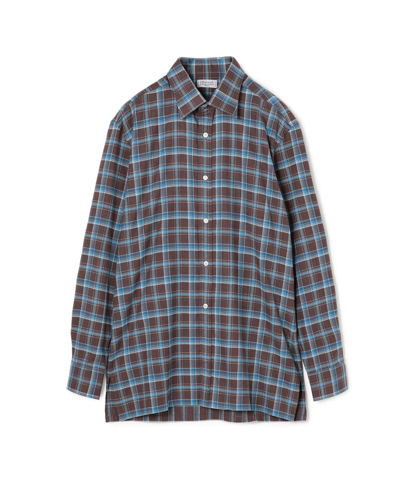 Charvet コットンネル セミワイドカラーシャツ