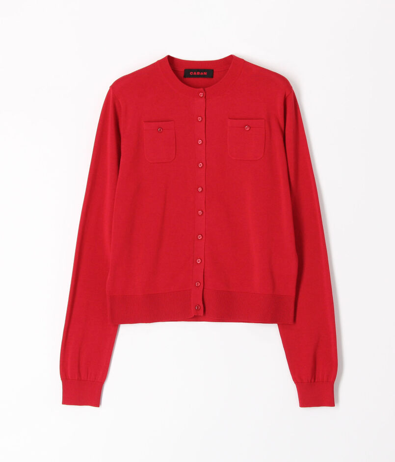 ■コットン ロングスリーブポケットカーディガン