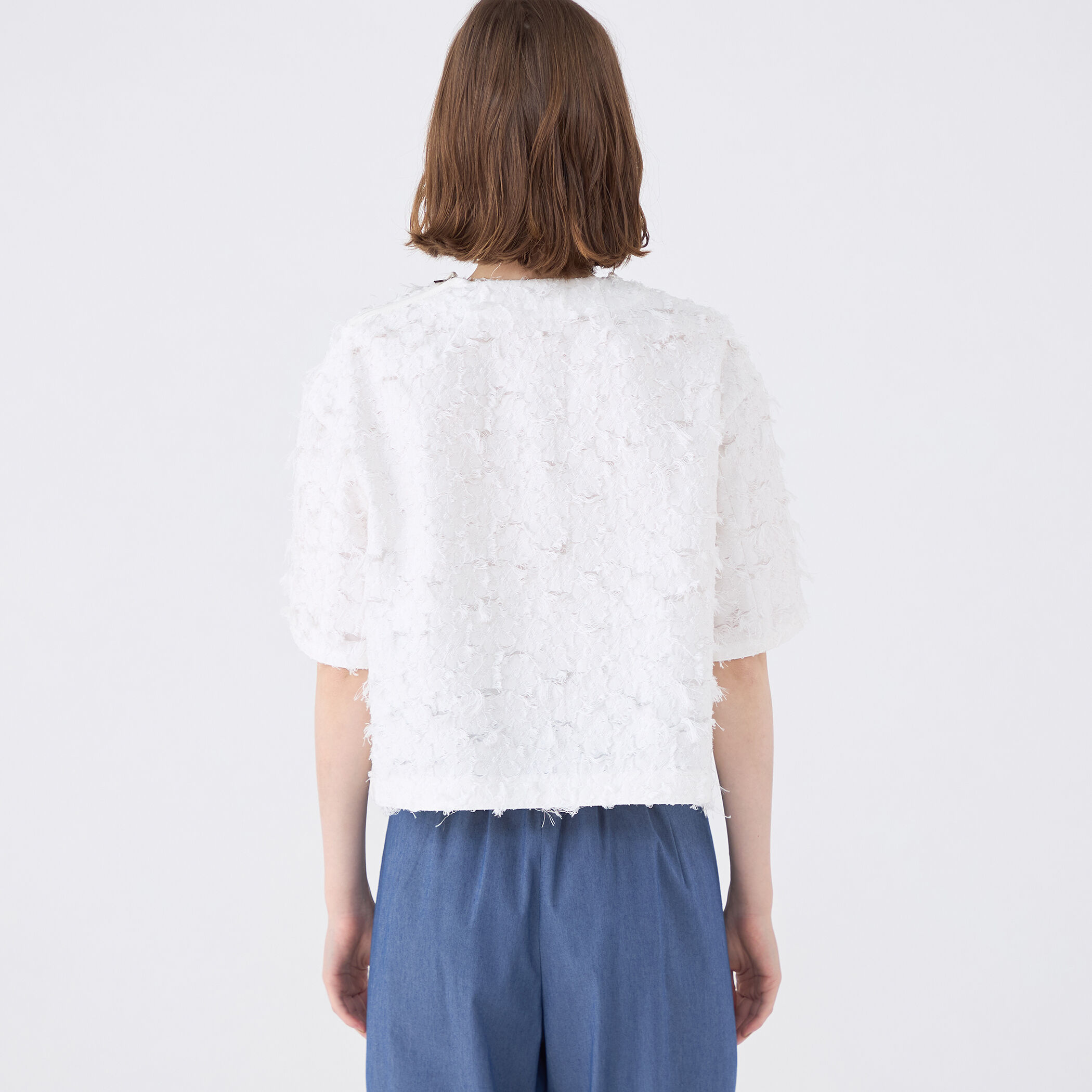 ⭐︎完売品⭐︎美品 45R ハケ目のフラワージャガードブラウス