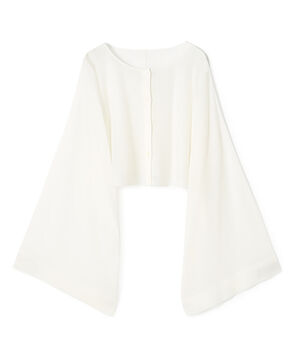 ハイツイストウールポリエステル クロップドショールカーディガン