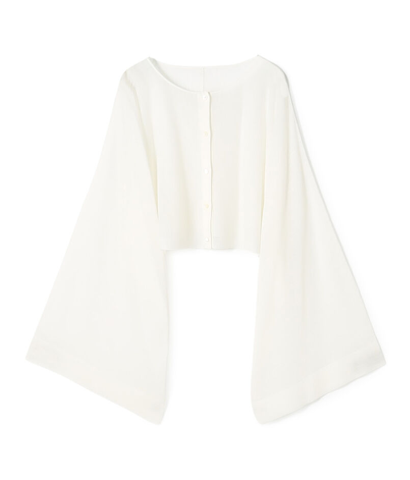 ハイツイストウールポリエステル クロップドショールカーディガン