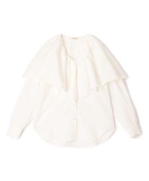 【WEB先行予約】リネンローン ラッフルカラーシャツ