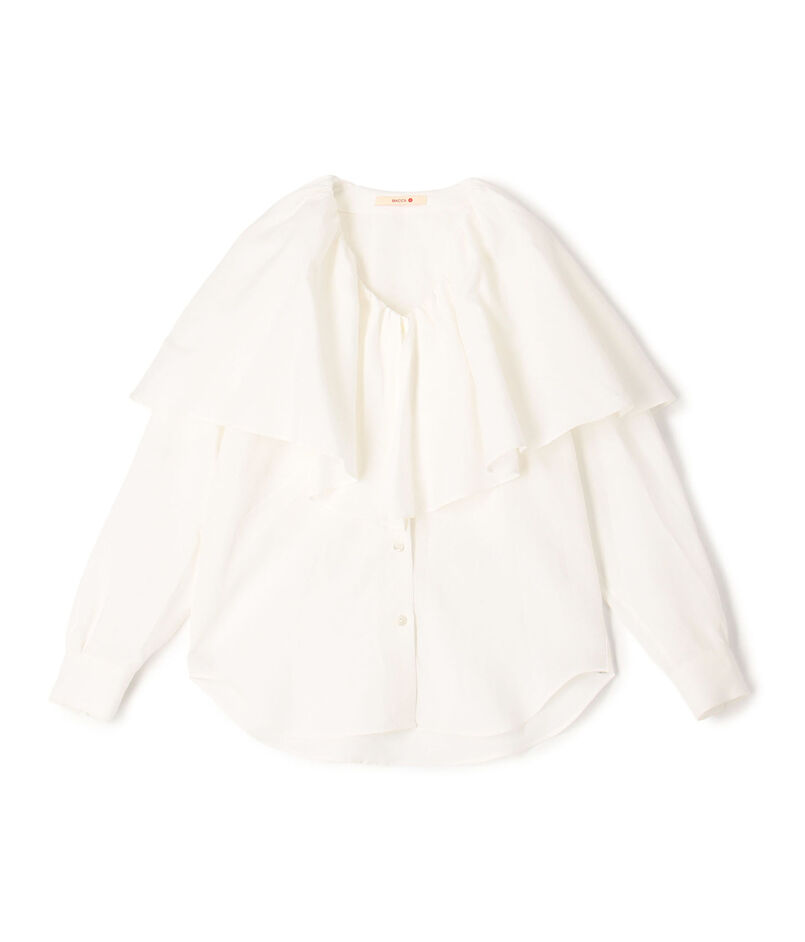 【WEB先行予約】リネンローン ラッフルカラーシャツ