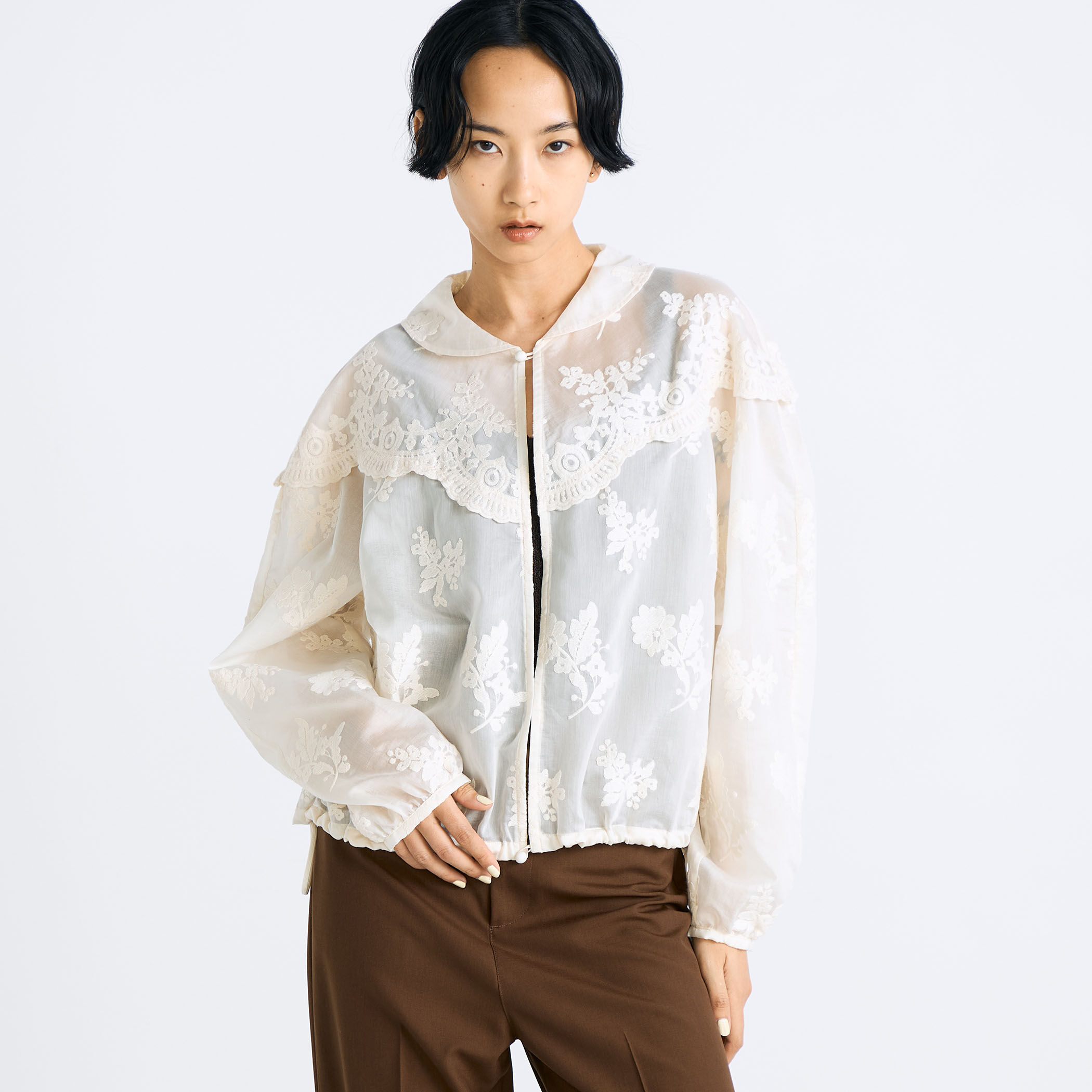 美品 トゥモローランド エディション 2万 リネン混ブラウス ホワイト A432 セール】 ホワイトコンビネーション タックボザムブラウス