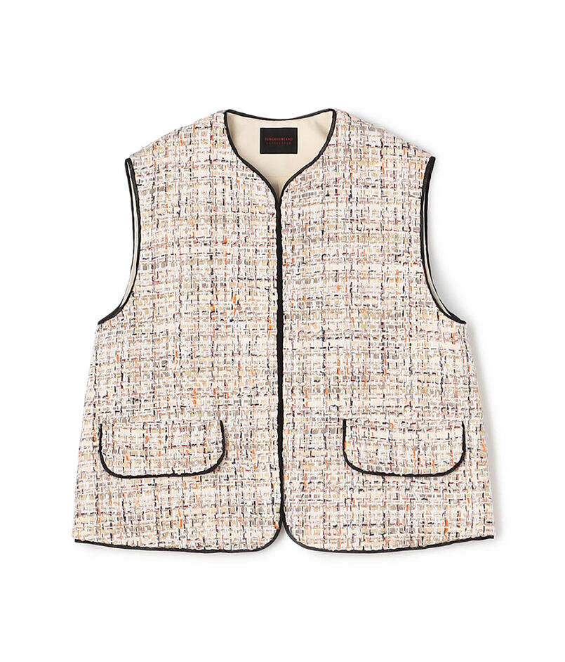 ホロウファンシーツイード トリミングジレ