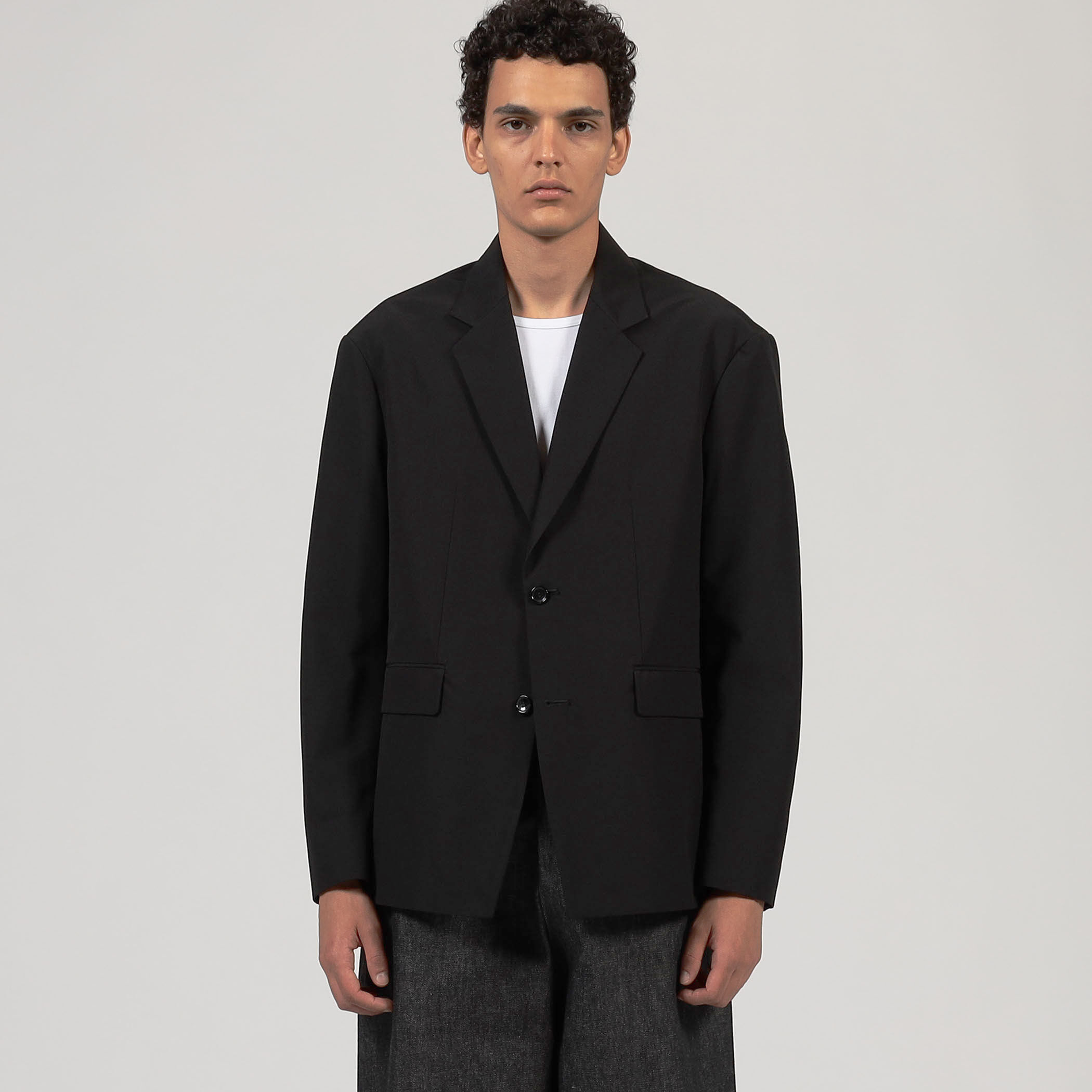 ALMOSTBLACK WOVEN レイヤードライダースジャケット