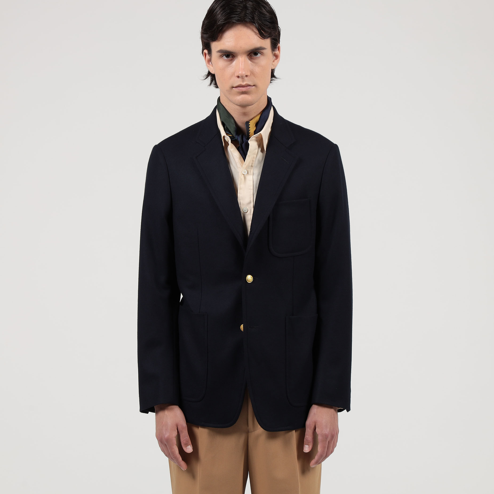 カレッジフランネルウール シングルブレステッド メタル釦 3B