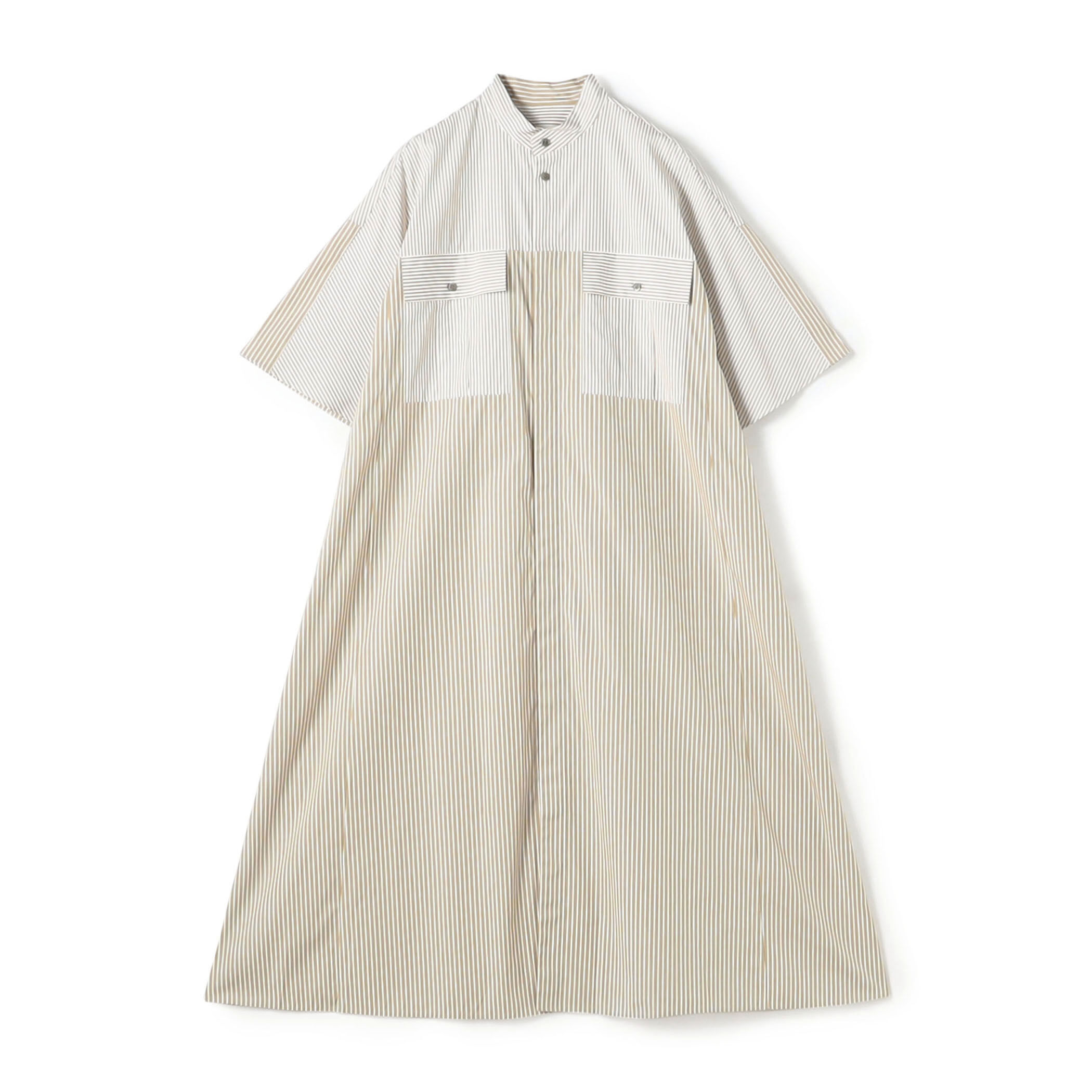 maariさん着用　ポプリンスタンドネックワンピース コンパクトポプリン スタンドネックシャツワンピース