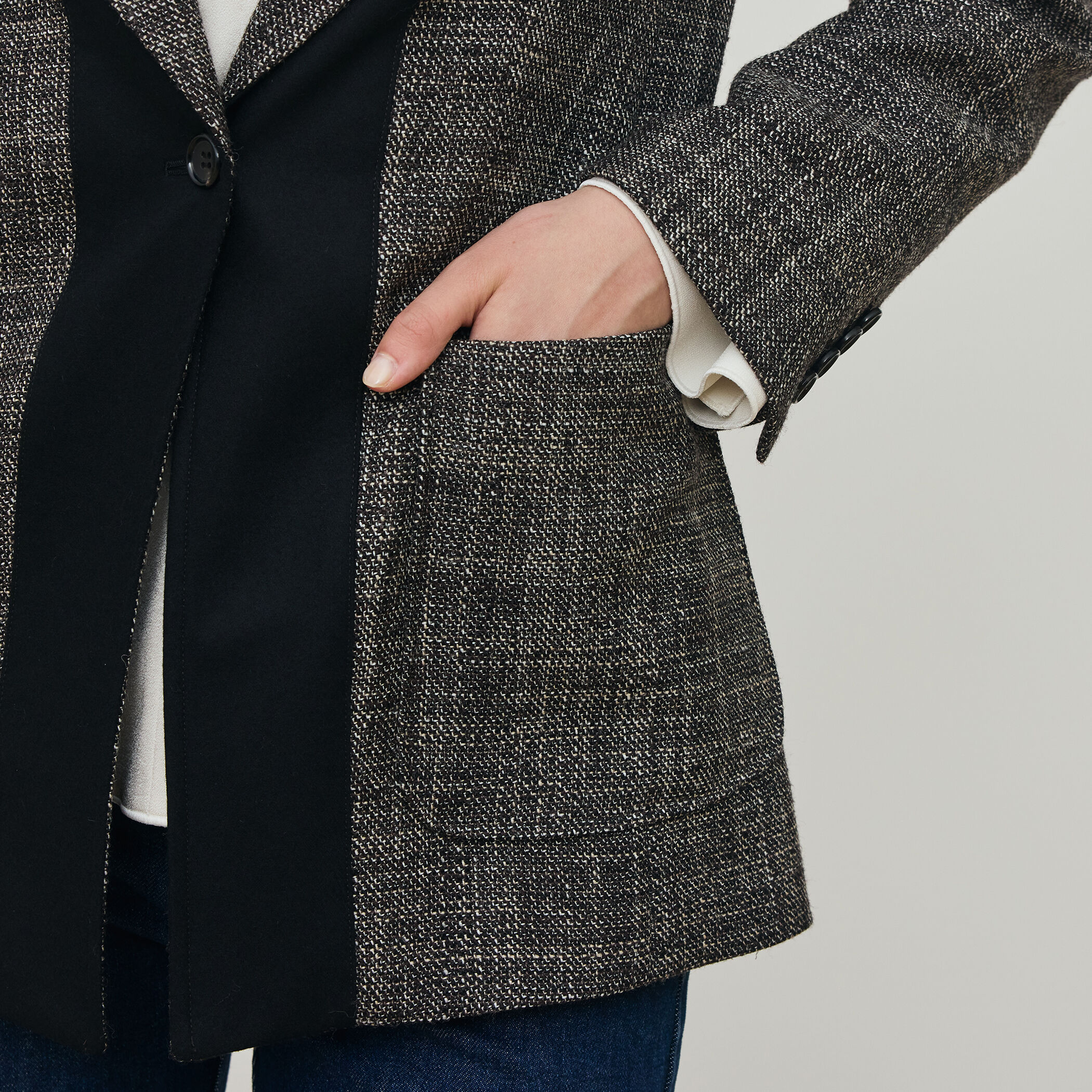 ウールリネンツイード バイカラージャケット｜トゥモローランド 公式通販