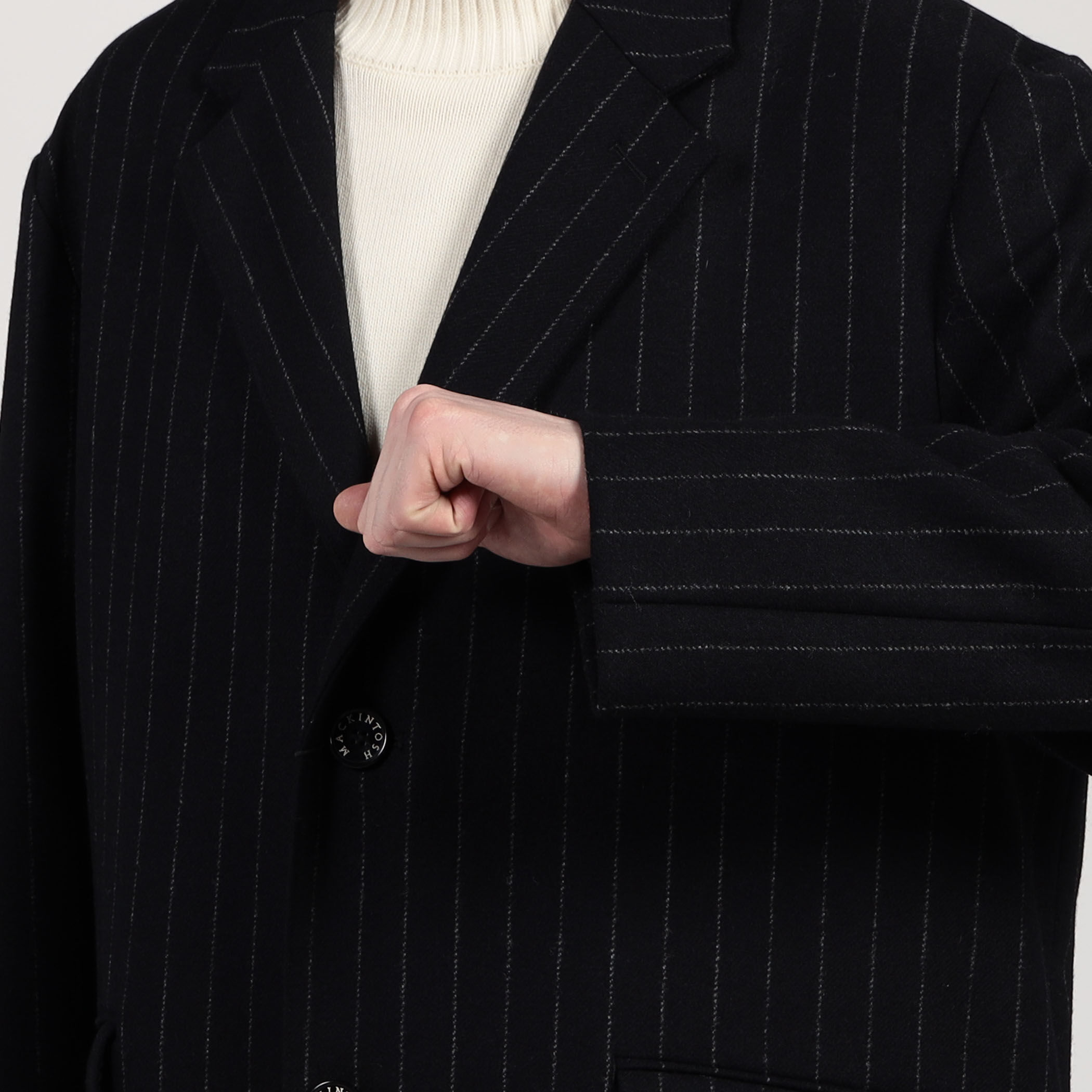 MACKINTOSH ストライプ チェスターコート サイズ40 英国製 HADSTON】ライトウェイトコットンラグランスリーブコート(コート