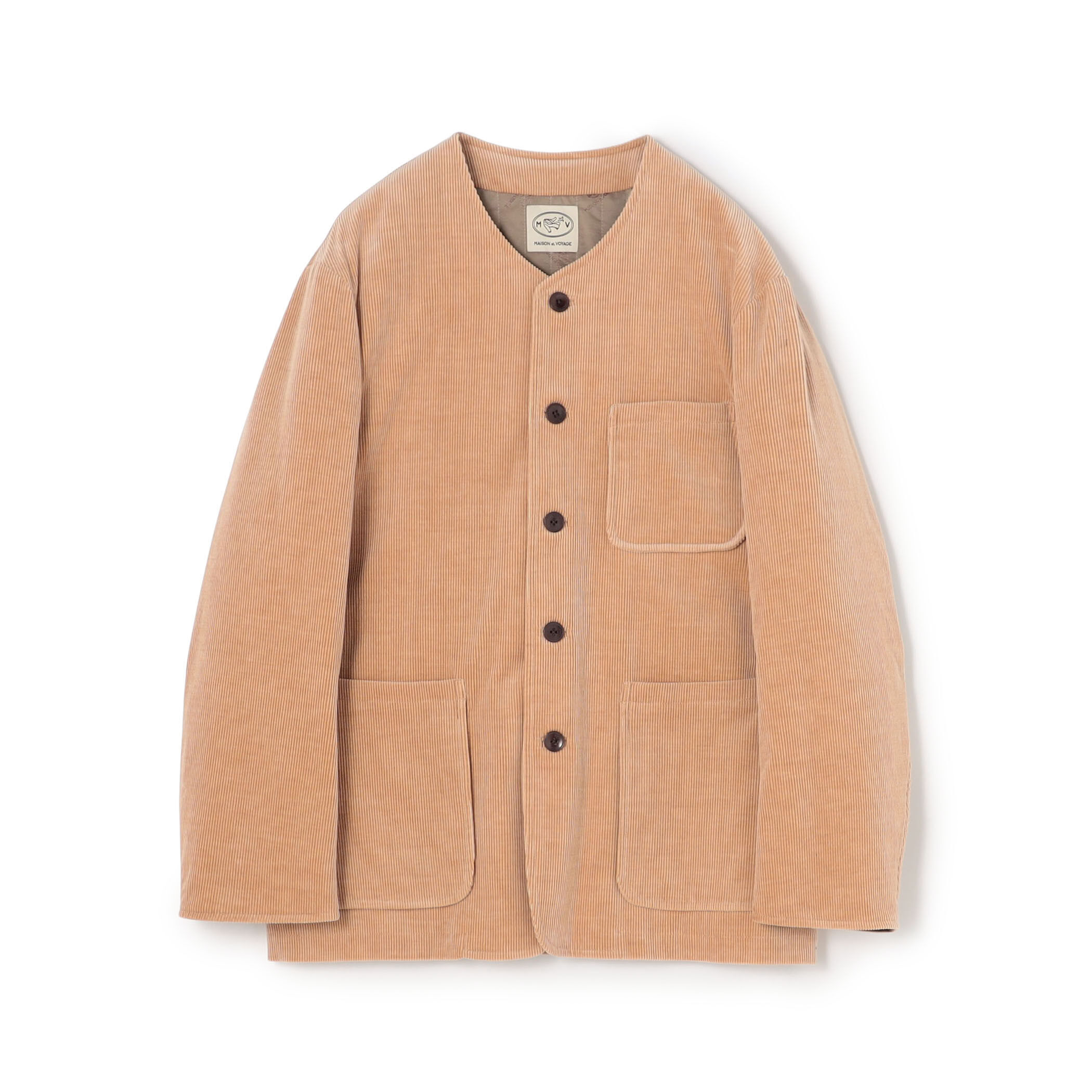 コットンウールコーデュロイ カラーレスジャケット SKY FALL